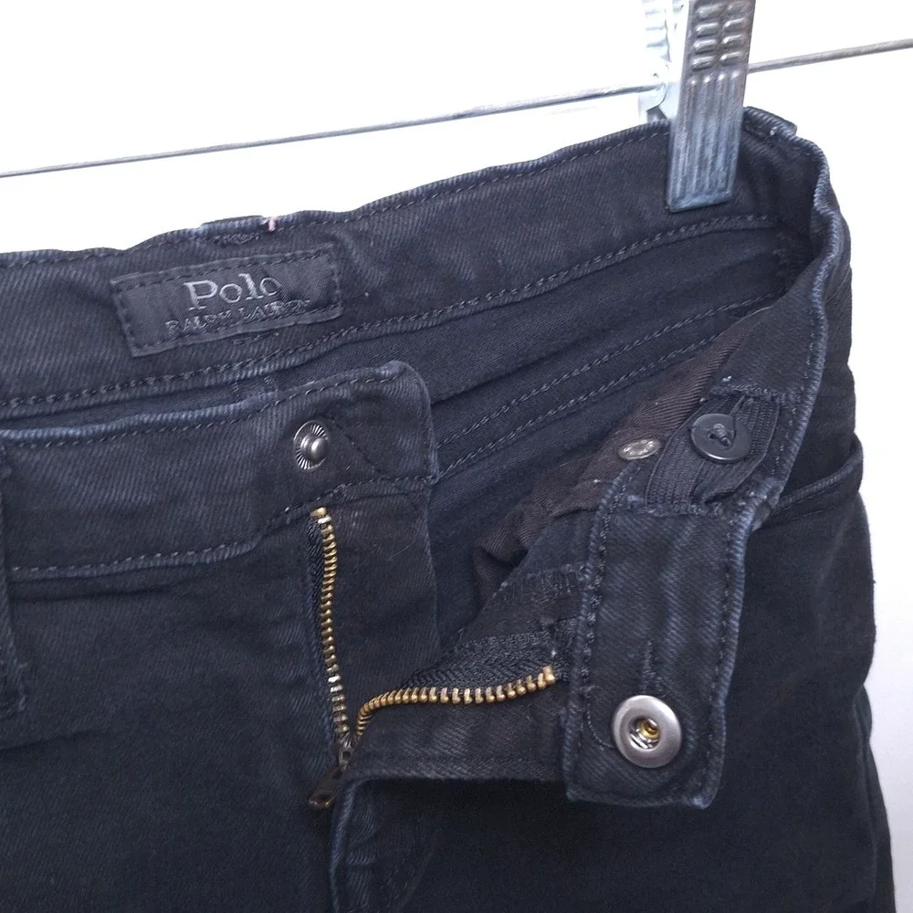 Polo Ralph‎ Lauren Hampton Straight Jeans kids Sz 7 Black Adjustable Waist Denim